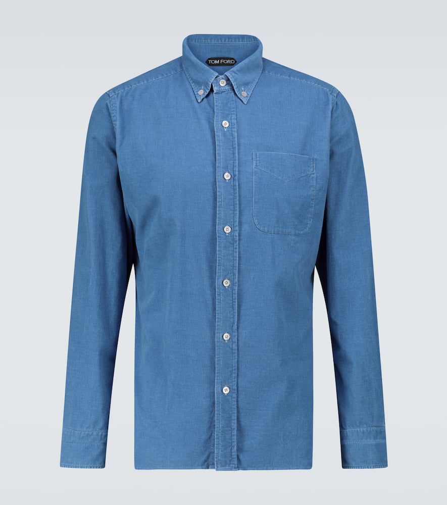 Click to view more detailed imagery on our partner's website Tom Ford Slim-fit Button-down Collar Cotton-corduroy Shirt In Blue