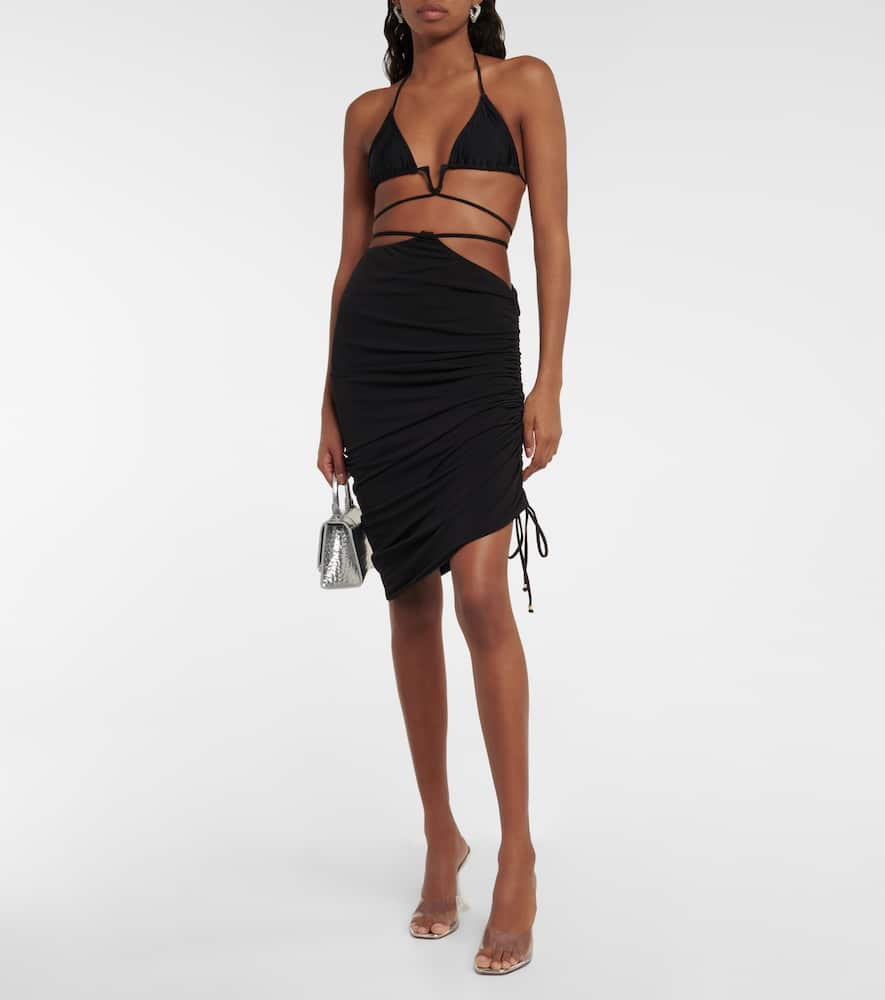 Shop Bananhot Ariel Ruched Midi Skirt In Black