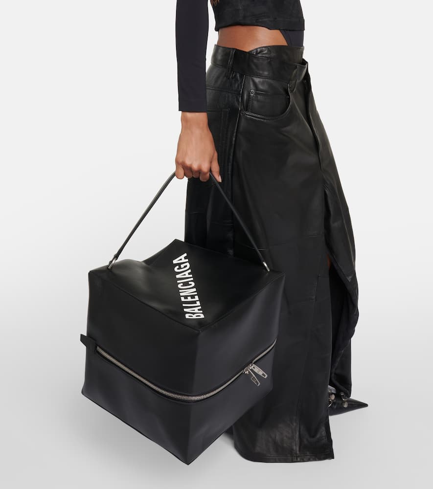Balenciaga 4x4 Medium Leather Tote Bag In Black