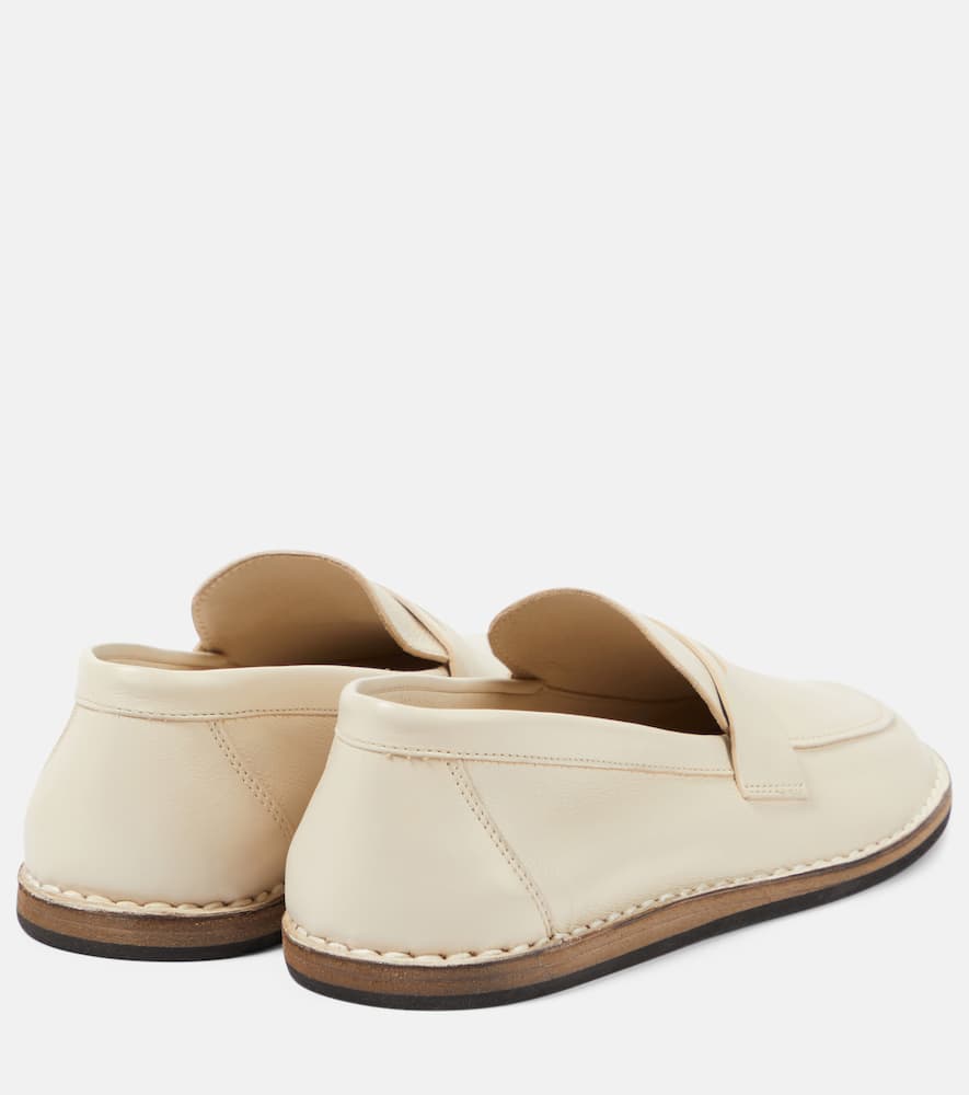 The Row Hammered Leather Cary Penny Loafers In White