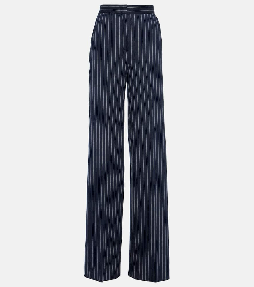 Shop Max Mara Benito Pinstripe Cotton-blend Palazzo Pants In Multicoloured