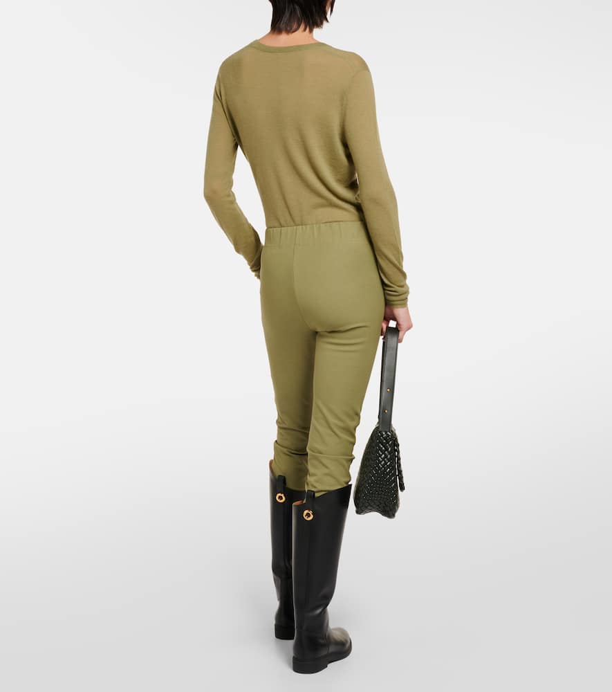 Shop Joseph Mid-rise Gabardine Leggings In Green