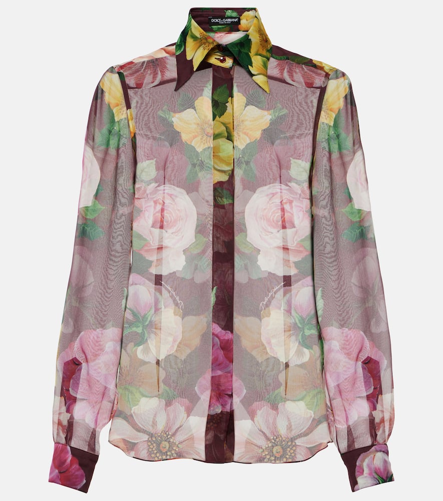 Printed silk chiffon blouse