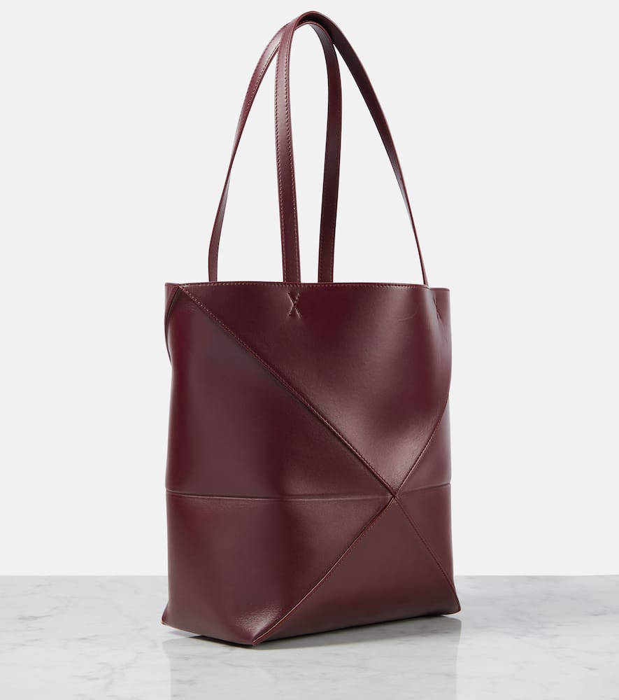Loewe Puzzle Fold Convertible Medium Leather Tote In Rot