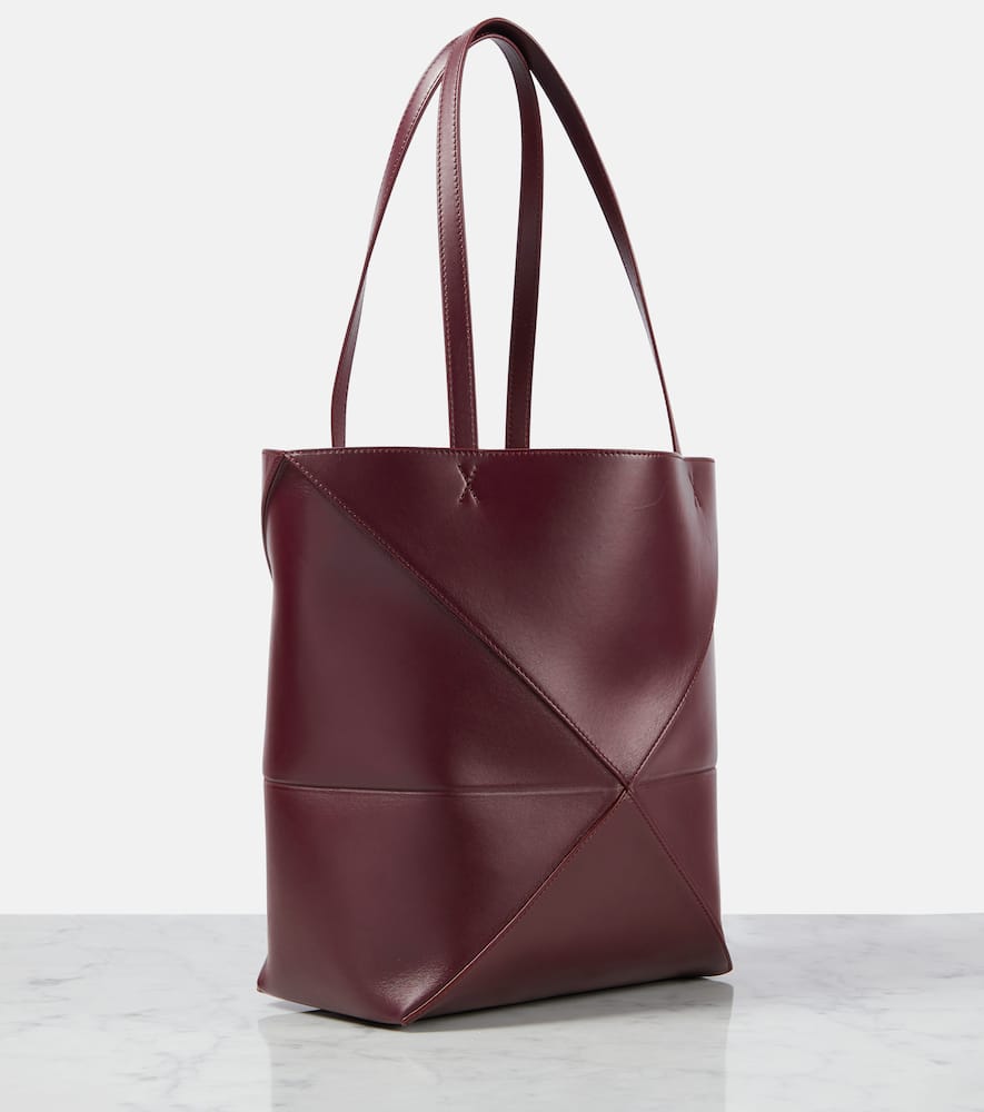 Shop Loewe Puzzle Fold Medium Leather Tote Bag In Rot