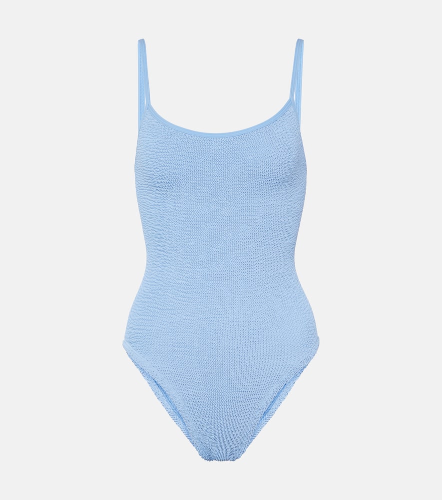 Hunza G Blue Square Neck One-piece Swimsuit In Blue