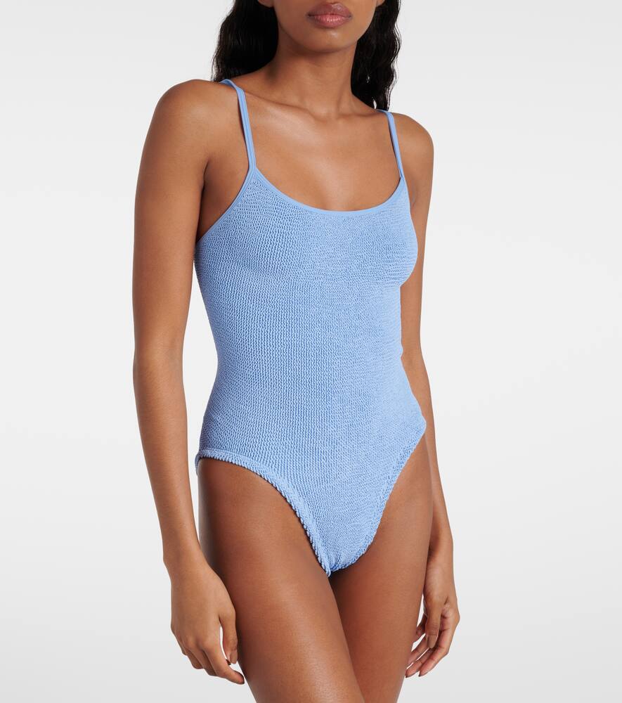 Hunza G Blue Square Neck One-piece Swimsuit In Blue