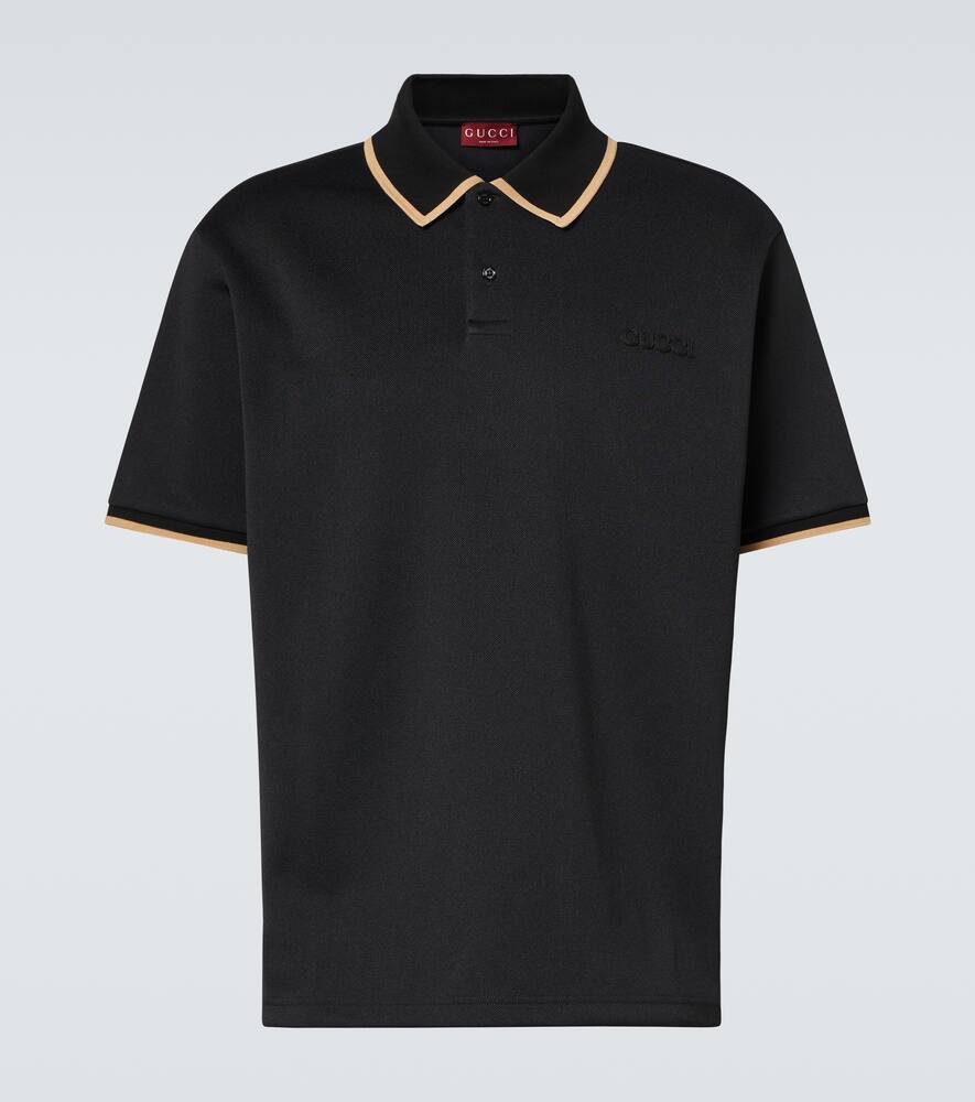 Gucci Embroidered piqué polo shirt