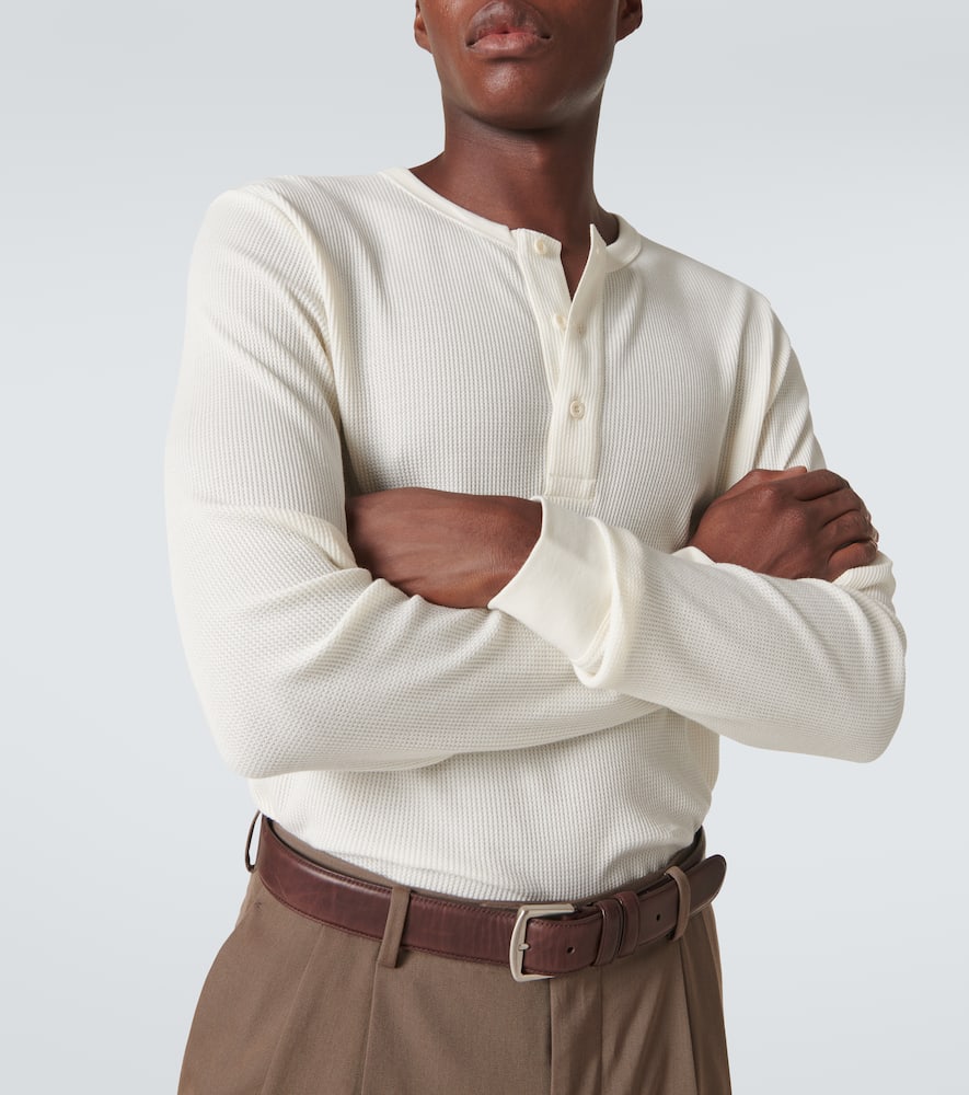 Sunspel Cotton Henley Shirt In White