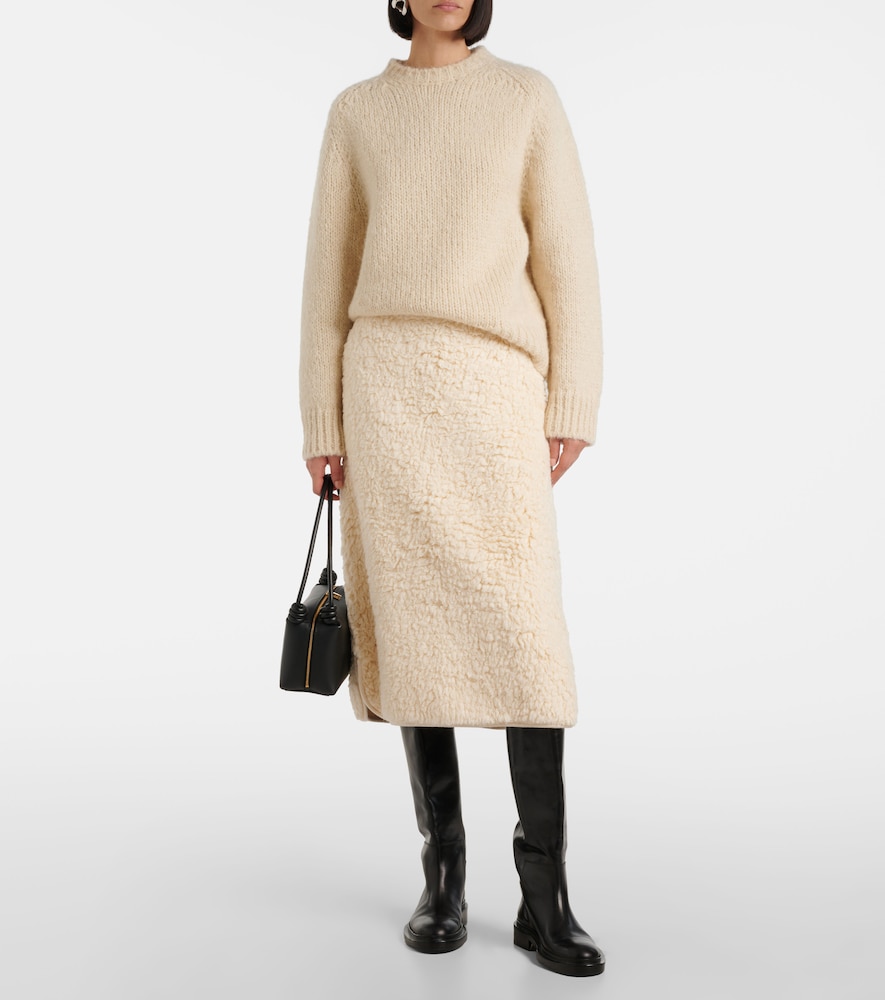 Jil Sander Cotton fleece midi skirt
