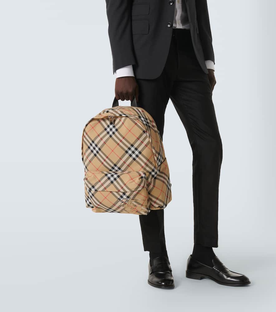 Burberry Check Pattern Backpack With Front Pocket