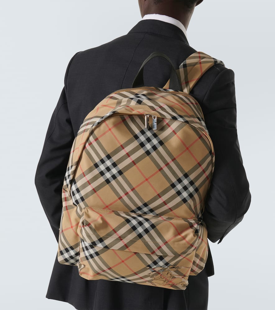 Burberry Check Pattern Backpack With Front Pocket