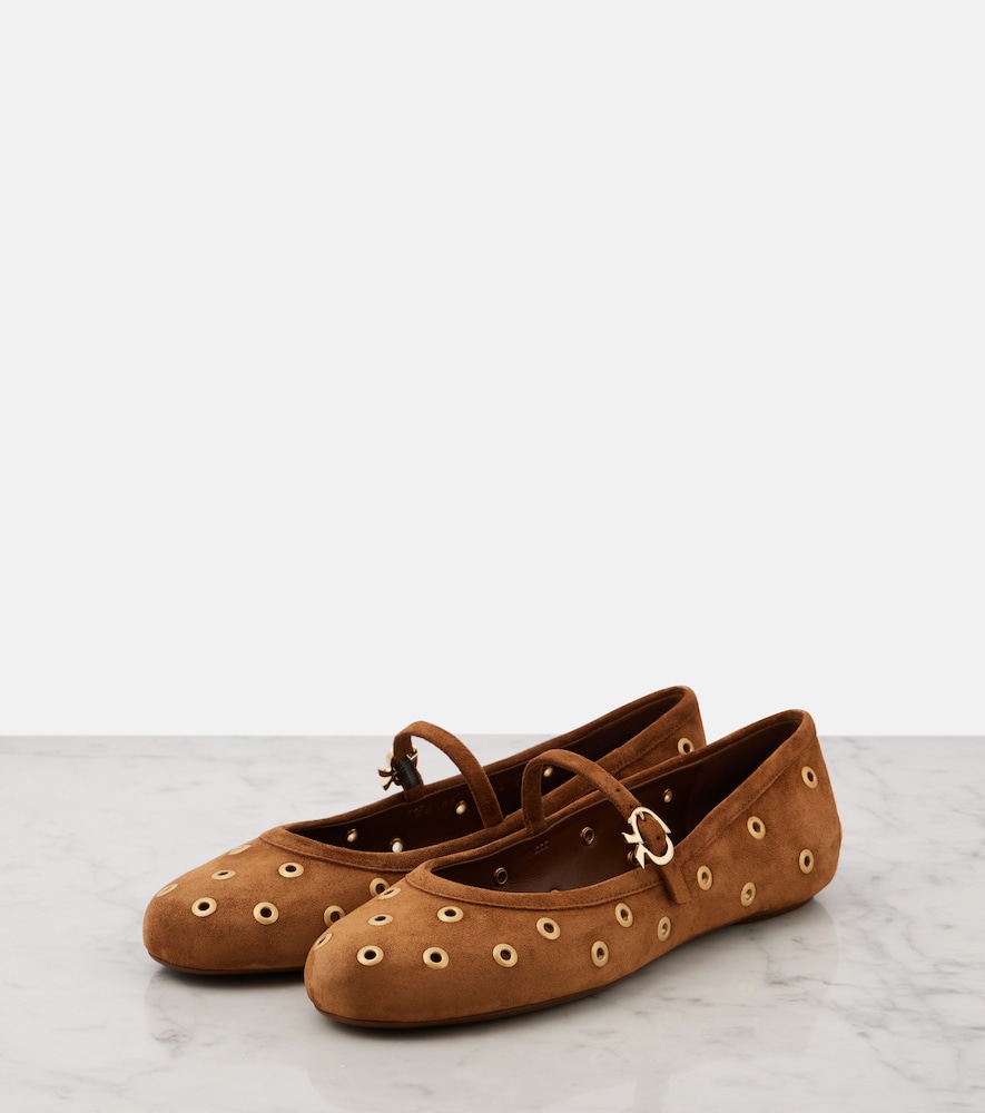Studded Suede Mary Jane Flats