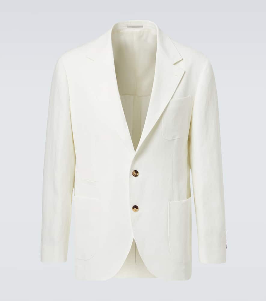 Brunello Cucinelli Single-breasted Linen Blazer In White