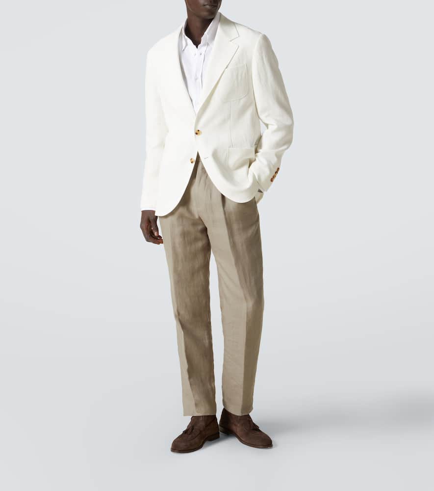 Brunello Cucinelli Single-breasted Linen Blazer In White