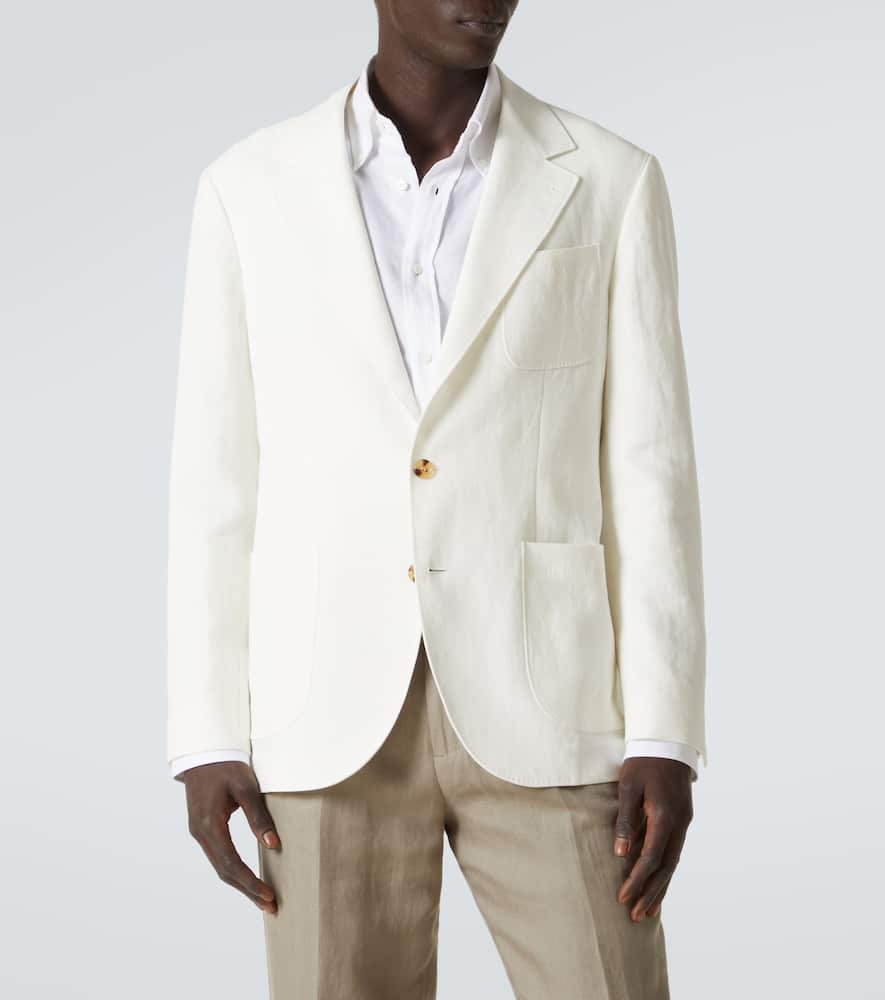 Brunello Cucinelli Single-breasted Linen Blazer In White