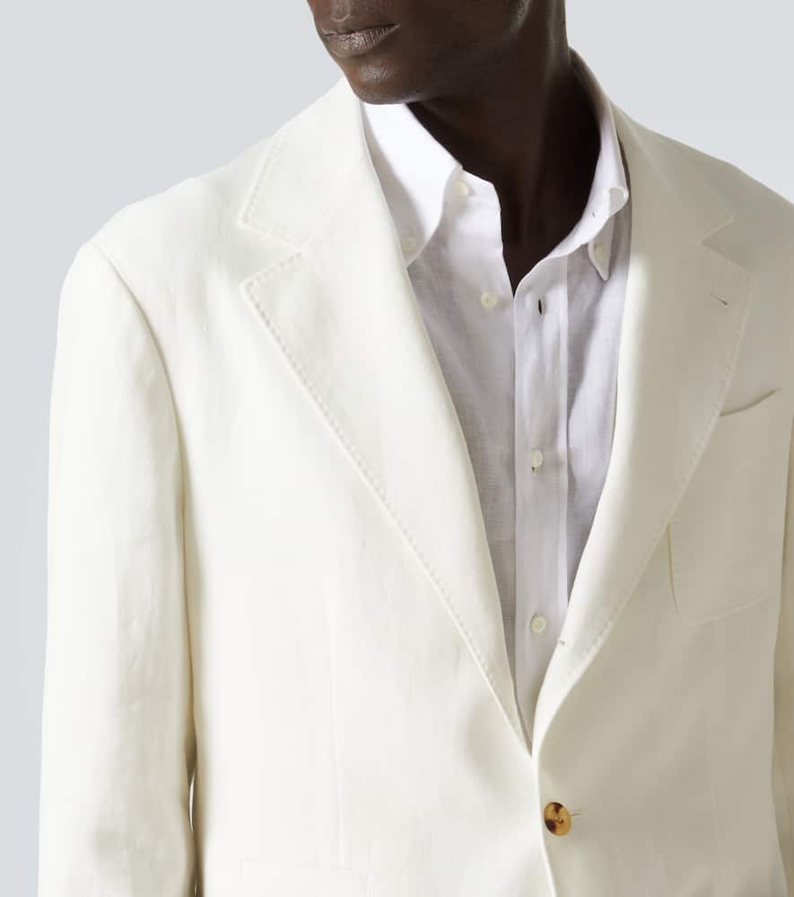Brunello Cucinelli Single-breasted Linen Blazer In White