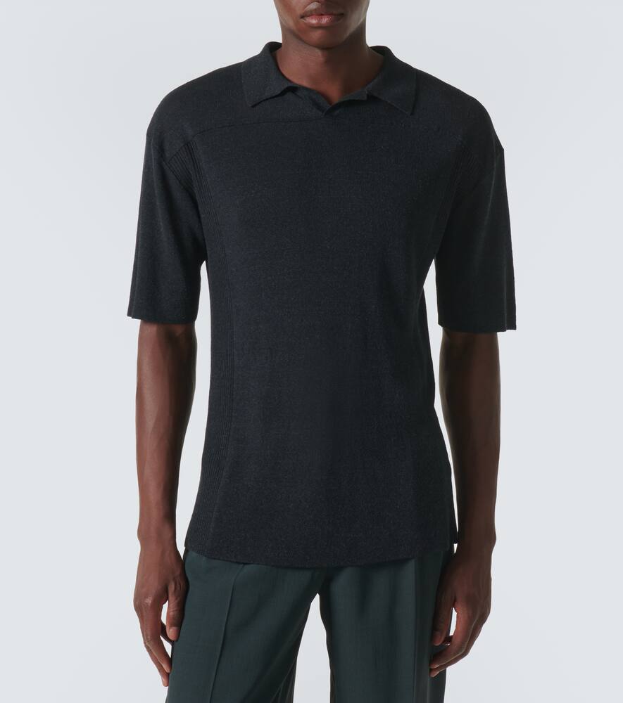 The Row Reggie Linen-blend Polo Shirt In Black