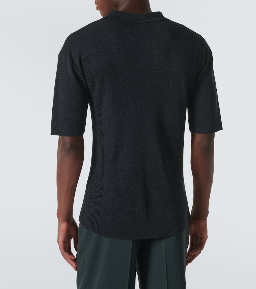 The Row Reggie Linen-blend Polo Shirt In Black