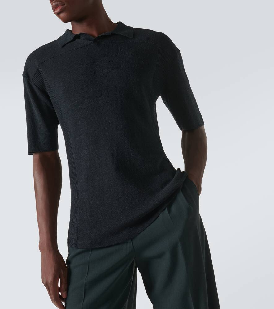 The Row Reggie Linen-blend Polo Shirt In Black