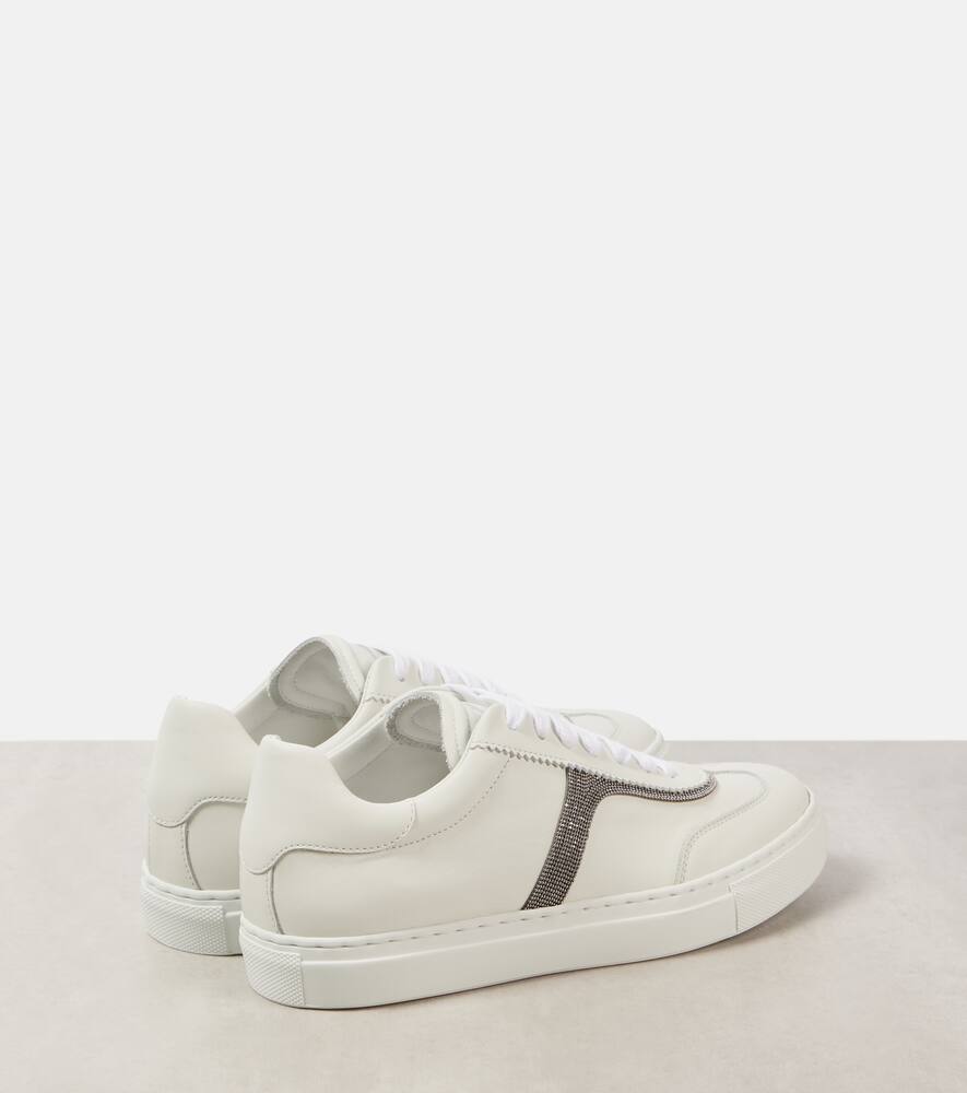 Brunello Cucinelli Monili Leather Sneakers In White