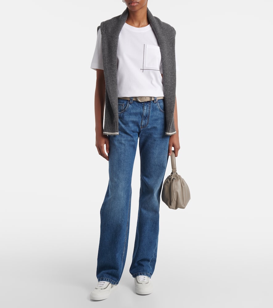 Brunello Cucinelli Monili Leather Sneakers In White