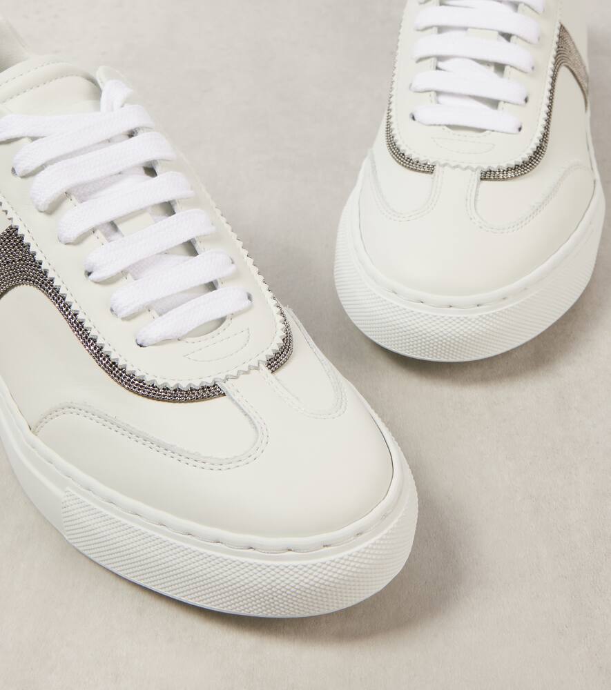 Brunello Cucinelli Monili Leather Sneakers In White