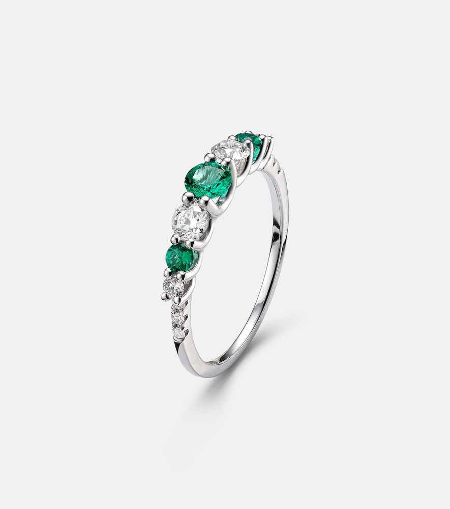  Bucherer Fine Jewellery Bucherer Fine Jewellery Classics 18kt White Gold Ring With Emeralds And Diamonds 