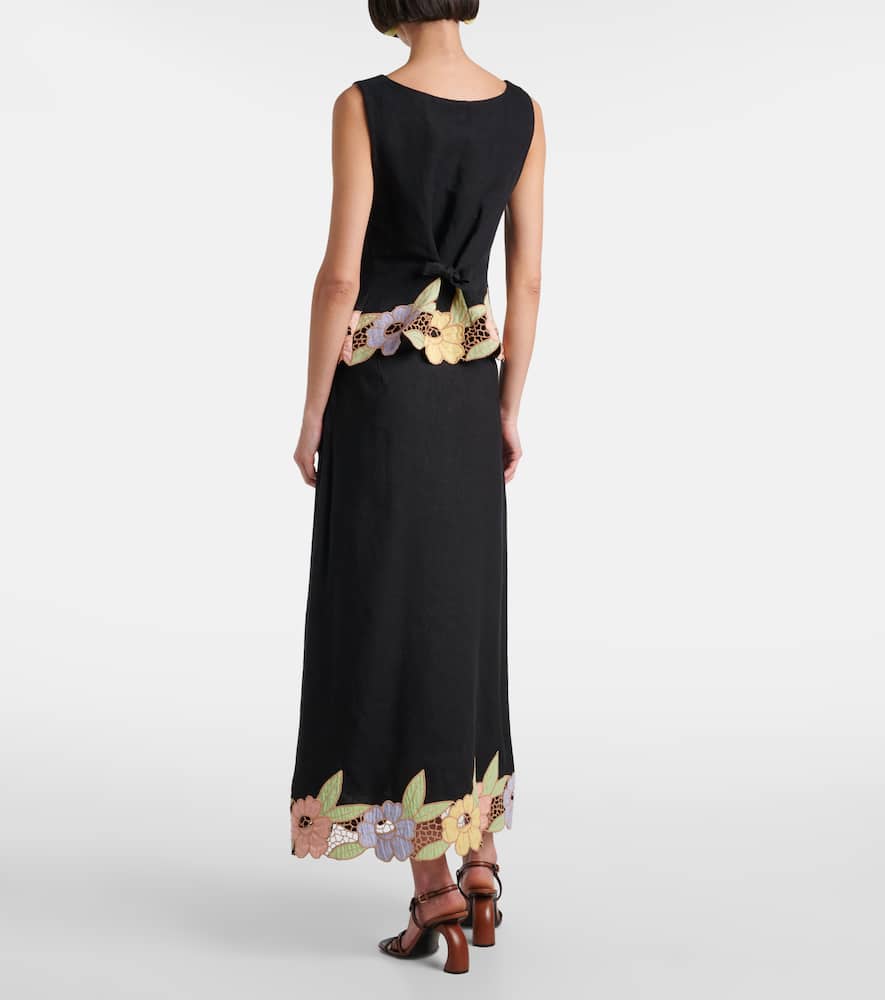 RIXO LONDON LUCCA EMBROIDERED LINEN-BLEND TOP
