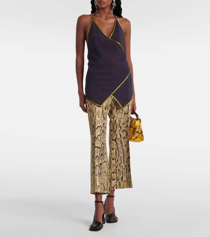 Dries Van Noten Crêpe Satin Wrap Top In Purple