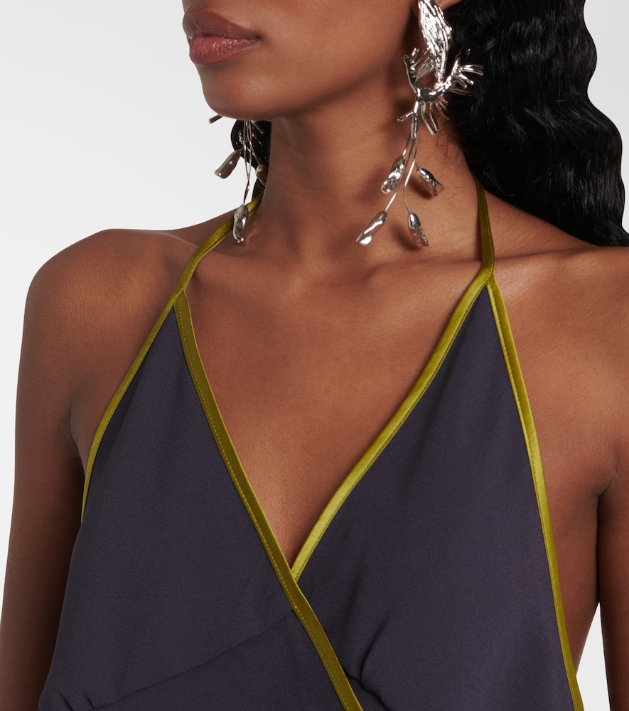  Dries Van Noten Dries Van Noten Crepe Satin Wrap Top 