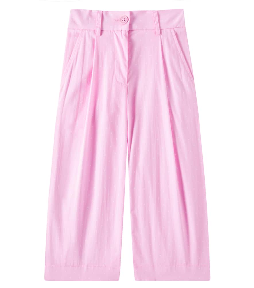 Monnalisa Polka-dot Cotton Poplin Pants In Rosa Fairytale