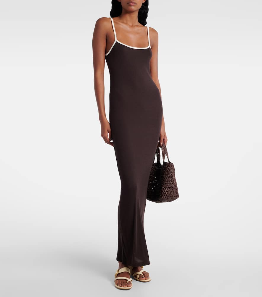 Aya Muse Jersey Slip Dress In Brown