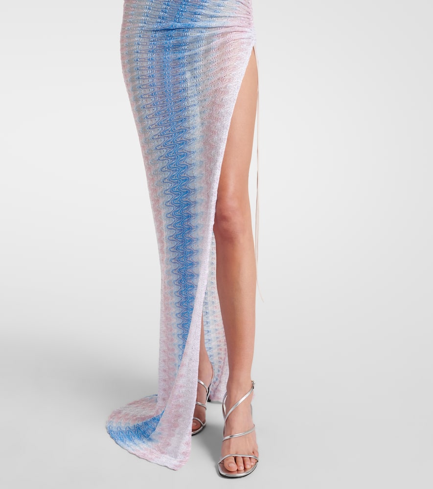Missoni Zig Zag Semi-sheer Strapless Maxi Dress In Blue