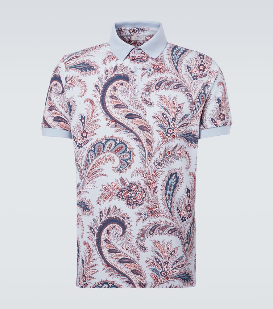 Paisley cotton piqué polo shirt