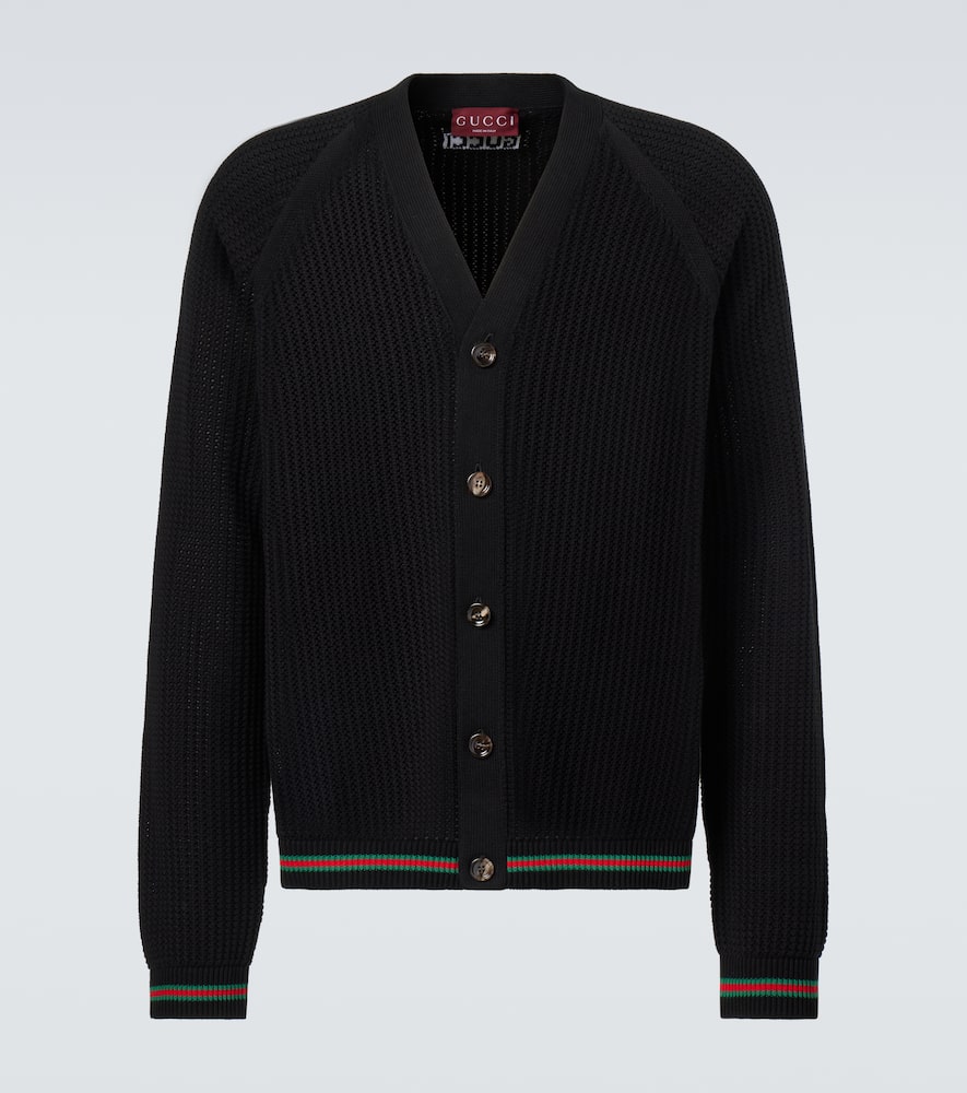 Web Stripe cotton cardigan