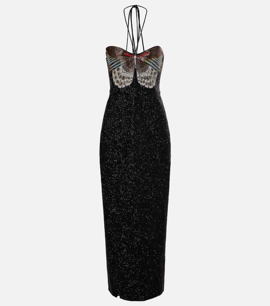 Mariposa embellished halterneck gown