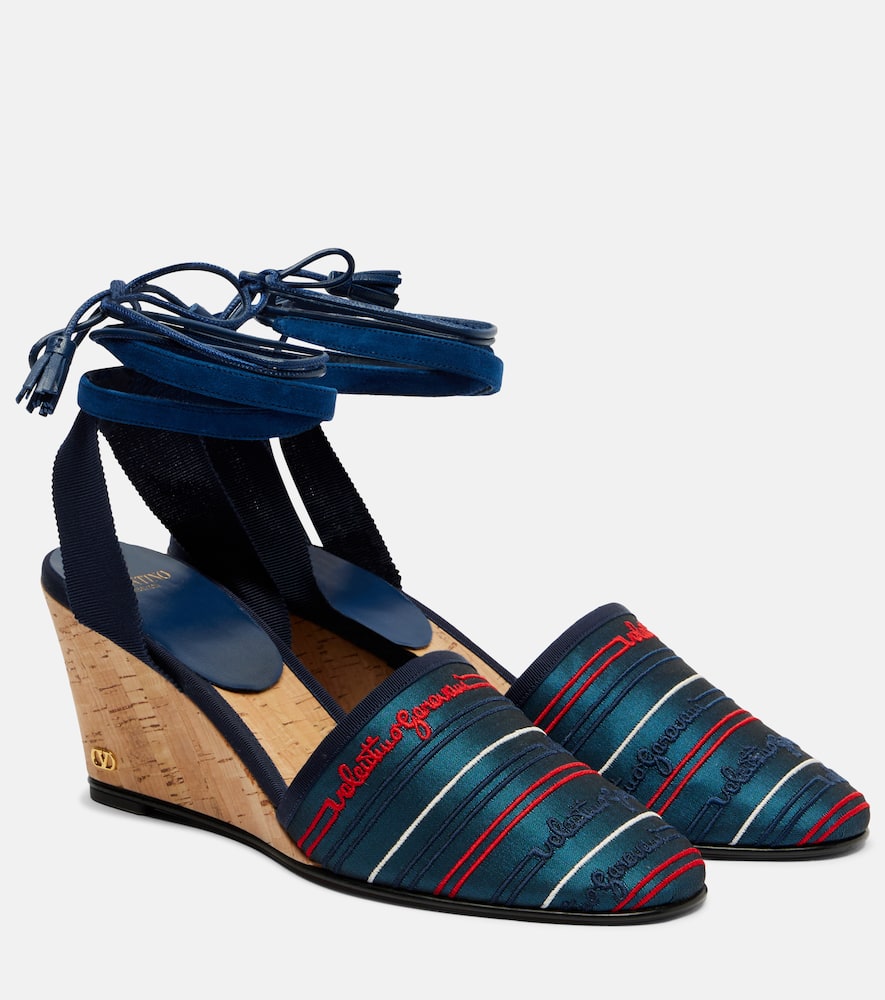 Valentino Garavani La Cruisette Canvas Espadrille Wedges In Multi