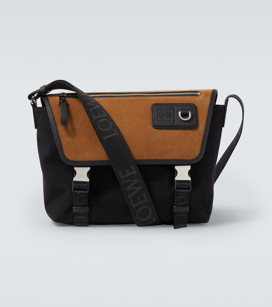 Flex Medium canvas and suede messenger bag