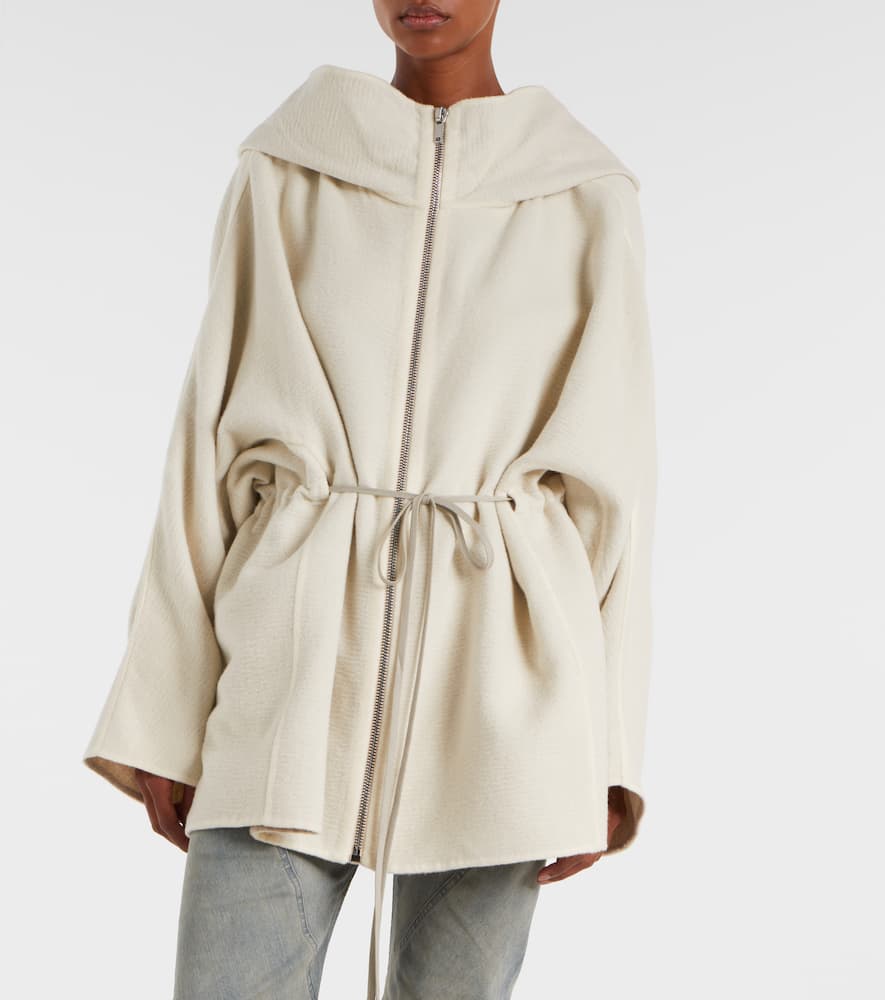 Rick Owens Camel And Wool Jacket In White