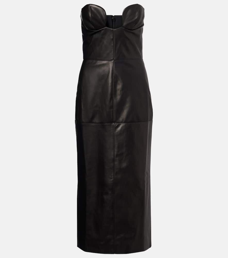 Nensi Dojaka Leather Corset Dress In Black