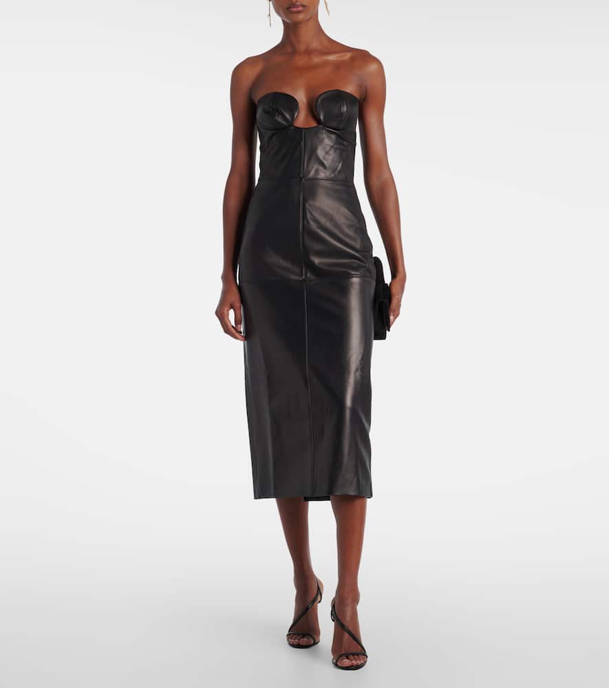 Nensi Dojaka Leather Corset Dress In Black