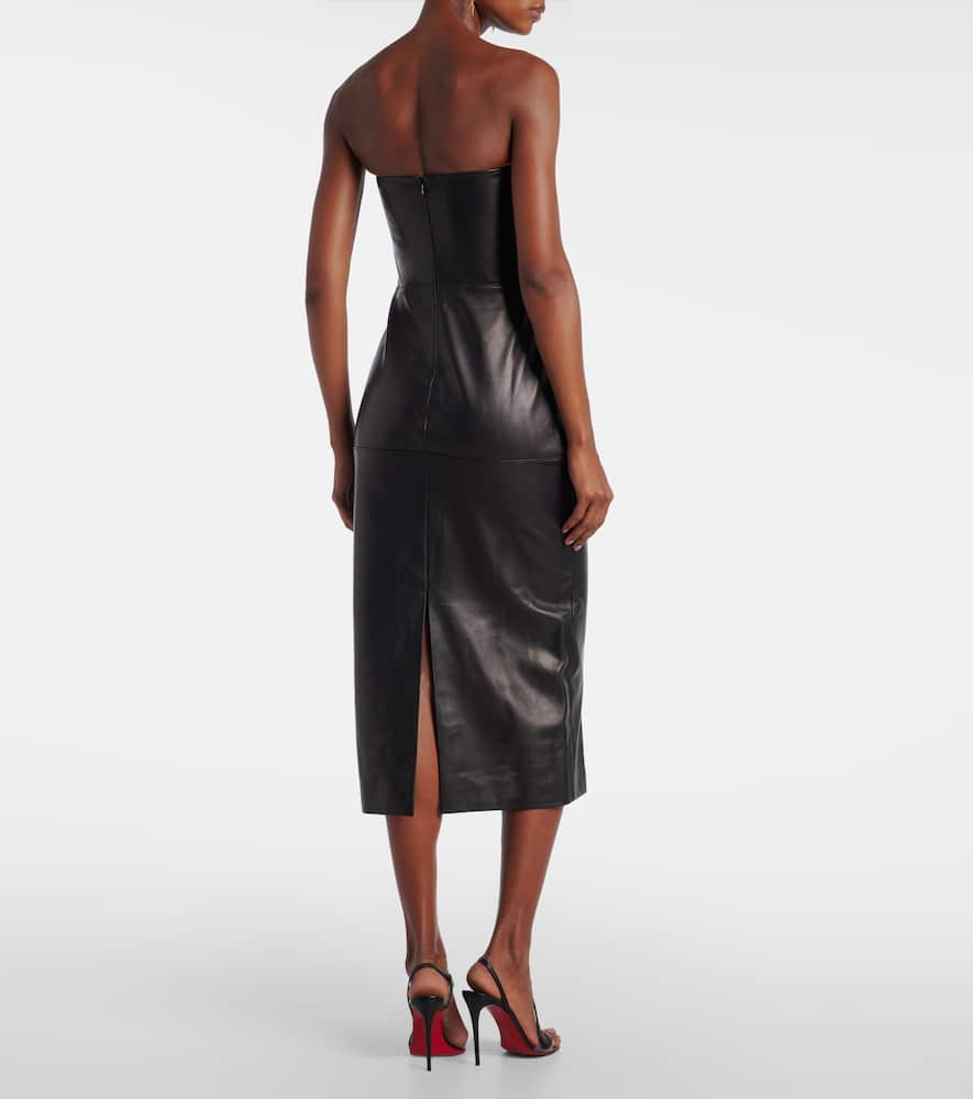 Nensi Dojaka Leather Corset Dress In Black