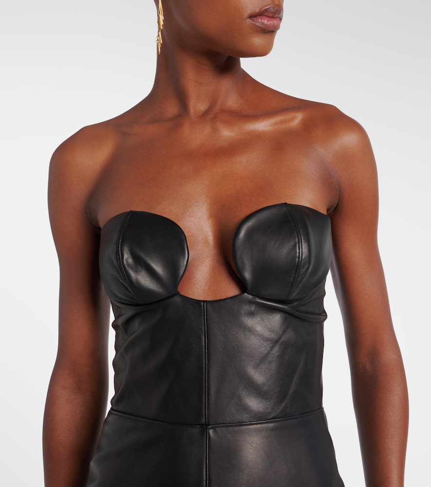Nensi Dojaka Leather Corset Dress In Black