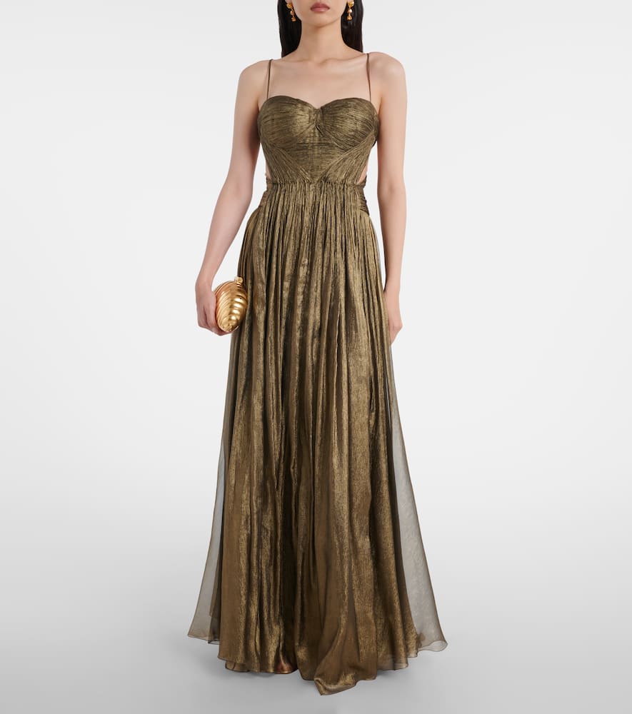 Maria Lucia Hohan Allar Cutout Silk Mousseline Gown In Gold