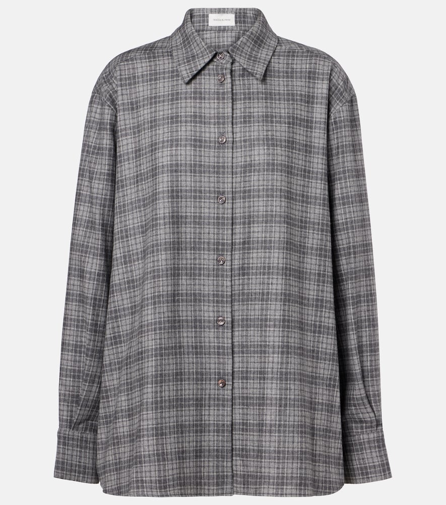 Checked wool and cashmere shirt