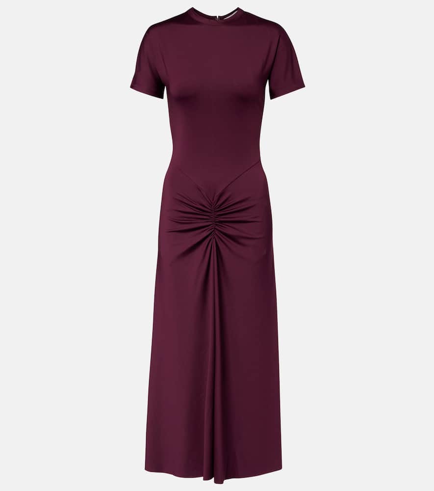 Victoria Beckham Gathered Waist T-shirt Midi Dress Merlot In Burgundy
