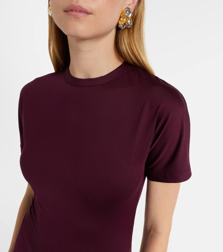 Victoria Beckham Gathered Waist T-shirt Midi Dress Merlot In Burgundy