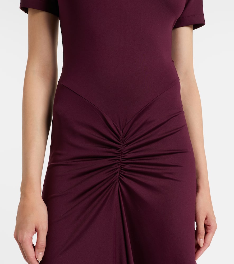 Victoria Beckham Gathered Waist T-shirt Midi Dress Merlot In Burgundy