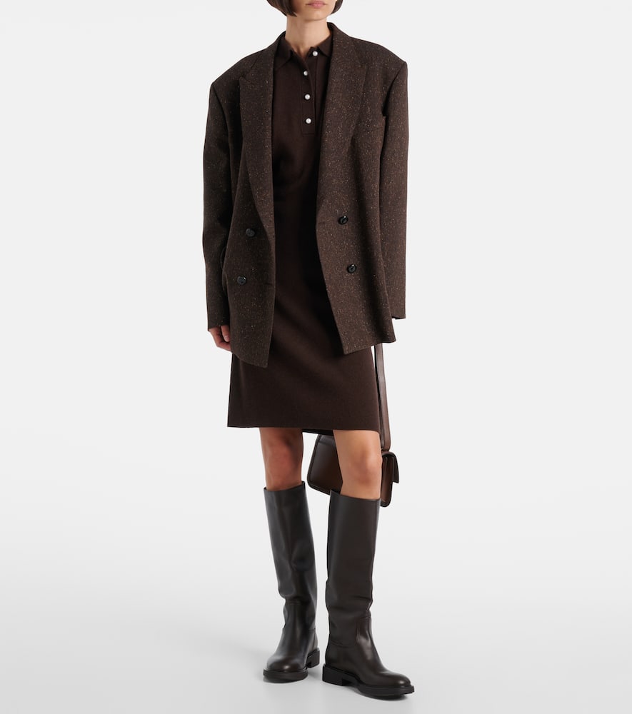 Jardin Des Orangers Knitted Wool And Cashmere Polo Dress In Brown